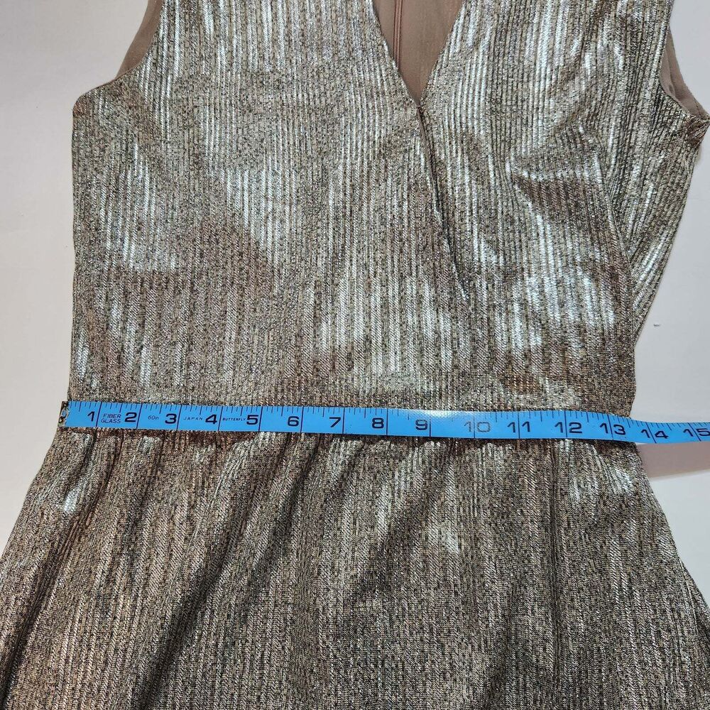 Bishop + Young Metallic Faux Wrap Dress Holiday Evening Size M - Picture 5 of 10
